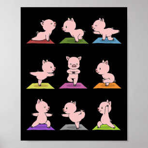Pig Yoga Funny Piglets In Yoga Poses Sports Tee Poster