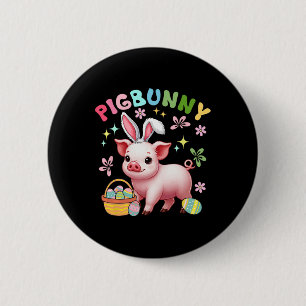 Pigbunny Cute Pig Cosplay Bunny Hunting Eggs Easte 2 Inch Round Button