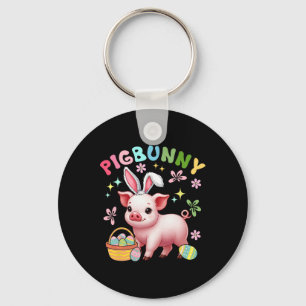Pigbunny Cute Pig Cosplay Bunny Hunting Eggs Easte Keychain