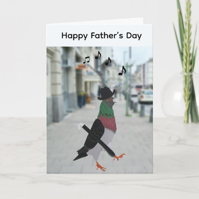 Pigeon About Town Editable Funny Father’s Day  Card (Front)