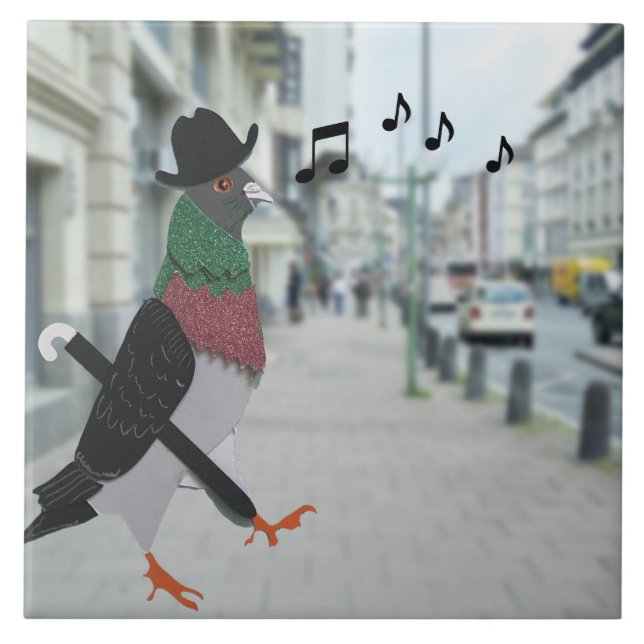 Pigeon About Town Tile (Front)