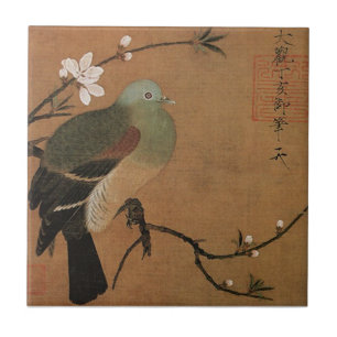Pigeon and blossoms - Momohatozu Tile