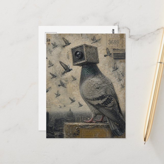 Pigeon Bird Camera Collage Postcard (Front/Back In Situ)