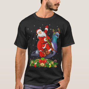 Pigeon Bird Lover Xmas Funny Santa Riding Pigeon C T-Shirt