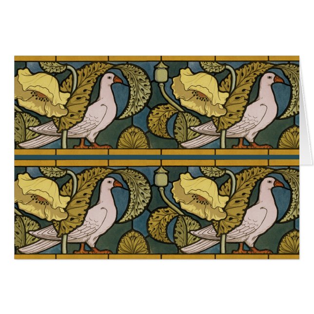Pigeon Blue Yellow Fish Art Nouveau (Front Horizontal)