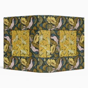 Pigeon Blue Yellow Fish Art Nouveau Binder