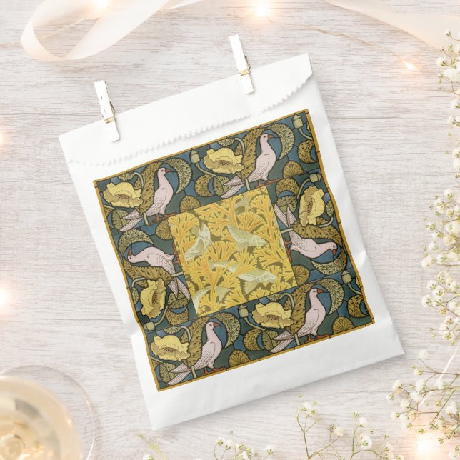 Pigeon Blue Yellow Fish Art Nouveau Favour Bag (Clipped)