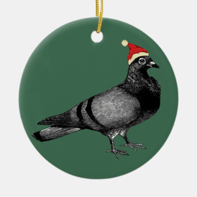 pigeon christmas ceramic ornament (Front)