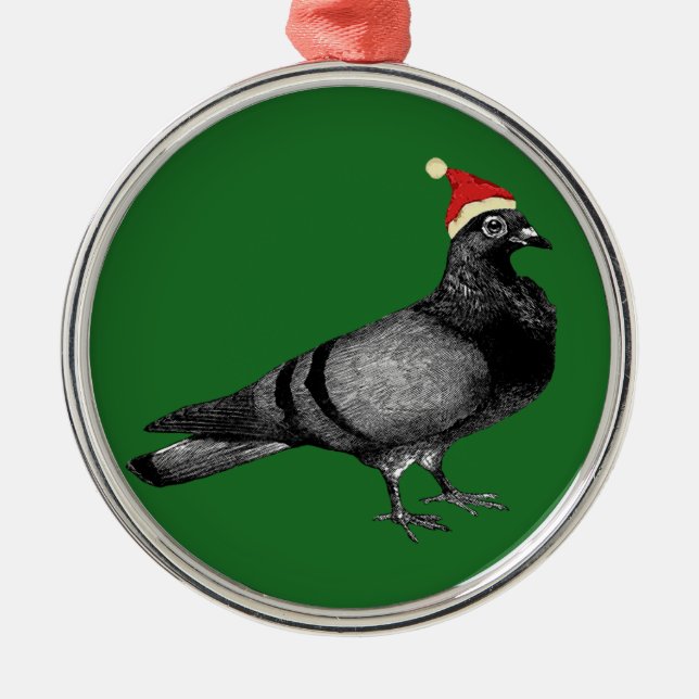 pigeon christmas metal ornament (Front)