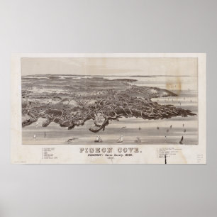 Pigeon Cove Mass. 1886 Antique Panoramic Map Poster