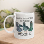 Pigeon Distracted By Bird Lover  Coffee Mug<br><div class="desc">This design may be personalized by choosing the Edit Design option. You may also transfer onto other items. Contact me at colorflowcreations@gmail.com or use the chat option at the top of the page if you wish to have this design on another product or need assistance with this design. See more...</div>