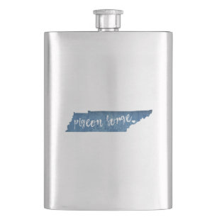 Pigeon Forge Tennessee Wood Grain Hip Flask
