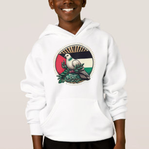 Pigeon Hold olive branch front Palestine Flag