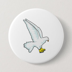 Pigeon Ice skating Ice skates 3 Inch Round Button