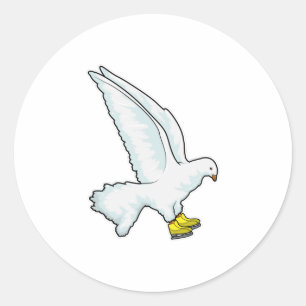Pigeon Ice skating Ice skates Classic Round Sticker