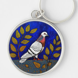 Pigeon illustration keychain