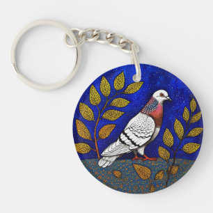 Pigeon illustration keychain