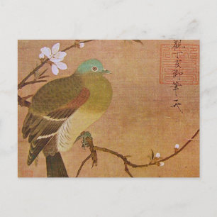 Pigeon on a Peach Branch Postcard