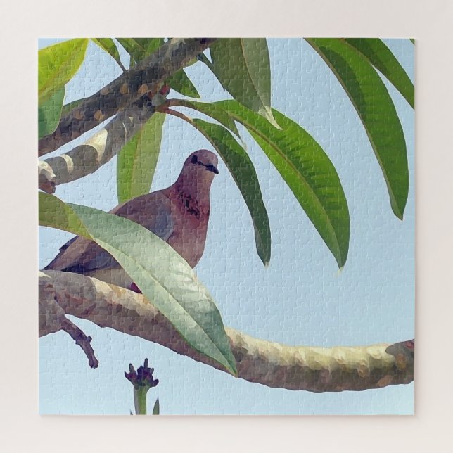 pigeon on a tree -painting jigsaw puzzle (Vertical)