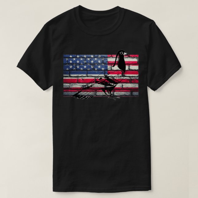 Pigeon on the American flag T-Shirt (Design Front)