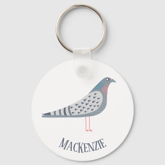 Pigeon Personalized Keychain (Front)
