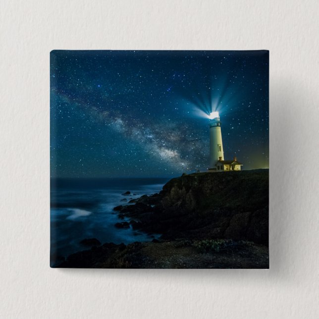 Pigeon Point Light Station, Ca 2 Inch Square Button (Front)