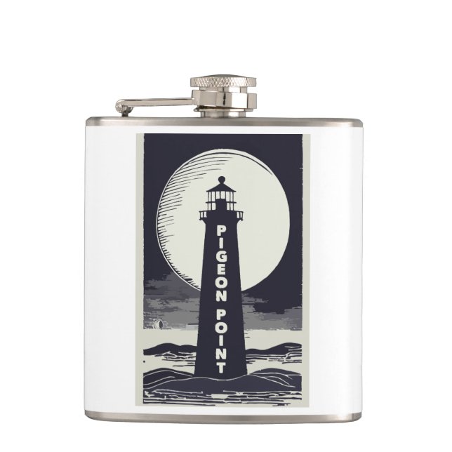 Pigeon Point Lighthouse California Moon Hip Flask (Front)