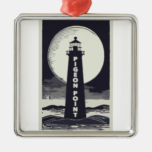 Pigeon Point Lighthouse California Moon Metal Ornament