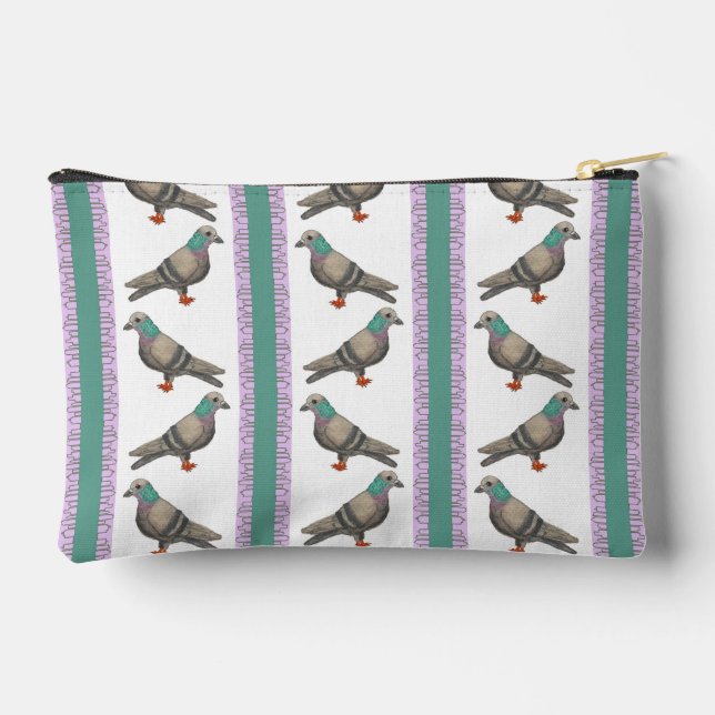 Pigeon Stripe Zipper Pouch (Back)