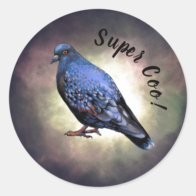 Pigeon, super coo ! Sticker rond classique (Devant)