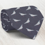 Pigeon Tie<br><div class="desc">A suspicious looking pigeon pattern on a dark blue background. Perfect for bird fanciers, pigeon racers or anyone else who loves these characterful creatures. Original art by Nic Squirrell.</div>