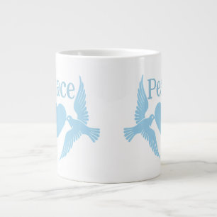 Pigeon with heart and peace word illustration  large coffee mug