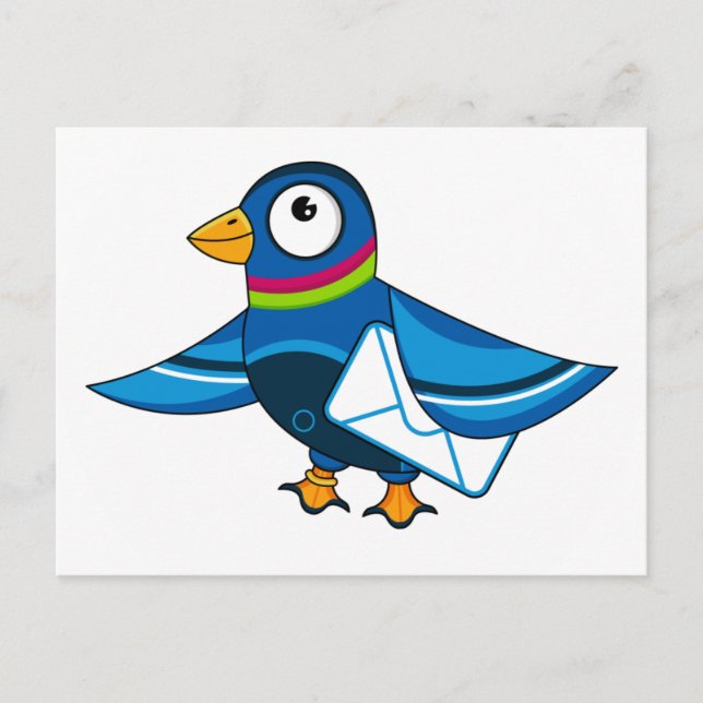 Pigeon with Mail Envelope POstcard (Front)