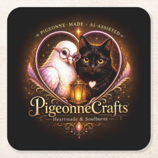 PigeonneCrafts Heartmade  Square Paper Coaster