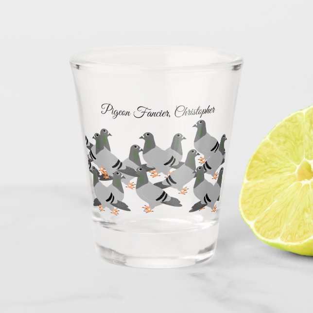 Pigeons Design Shot Glass (Front)