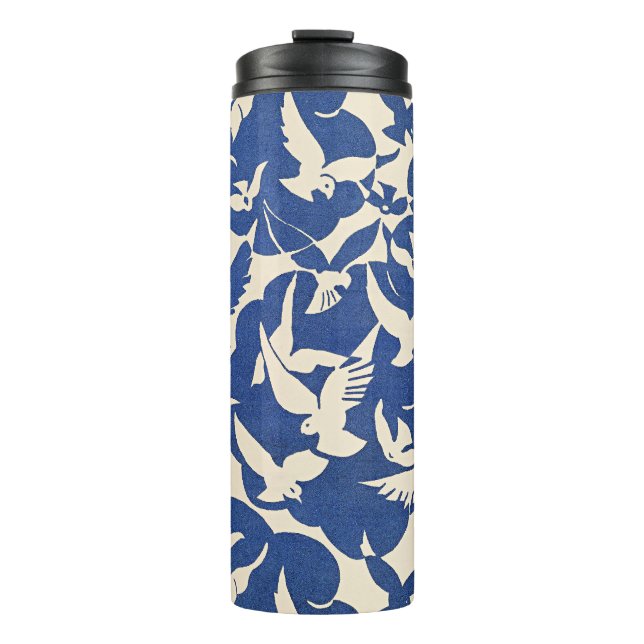 Pigeons in White and Blue Thermal Tumbler (Front)