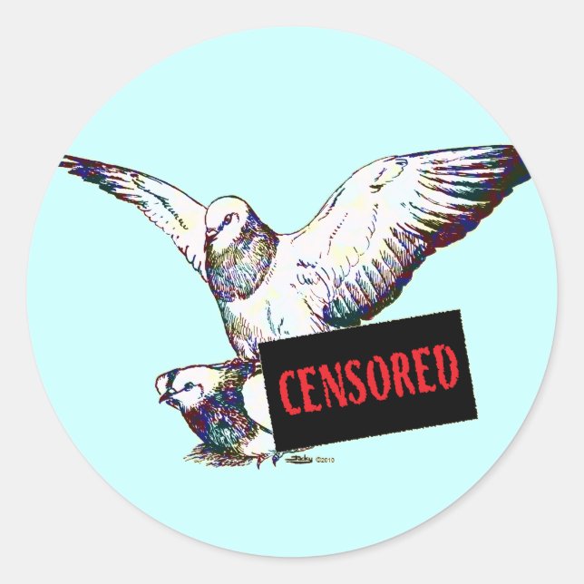 Pigeons Mating:  Censored! Classic Round Sticker (Front)