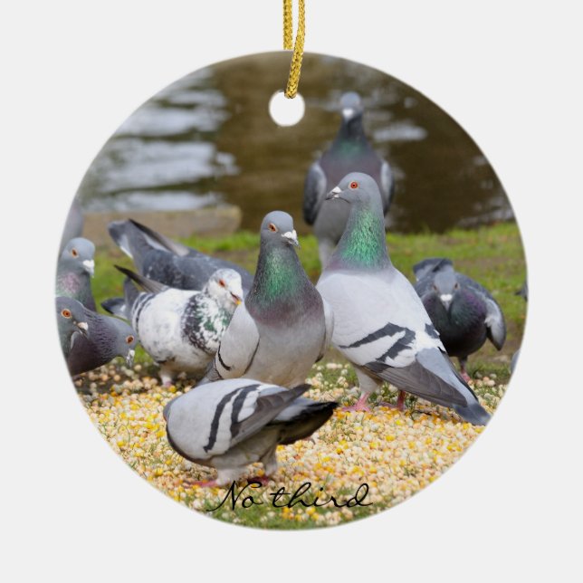 pigeons, No third Ceramic Ornament (Front)