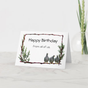 Pigeons on Twig Birthday Card