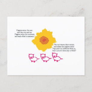 Piggies Profitez de la carte postale Sun
