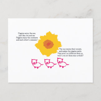 Piggies Profitez de la carte postale Sun