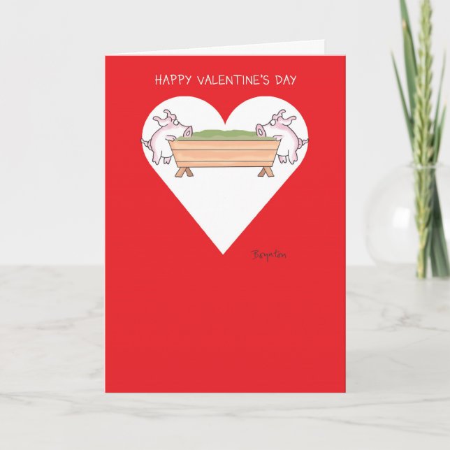 PIGGING OUT Valentines by Boynton Holiday Card (Front)