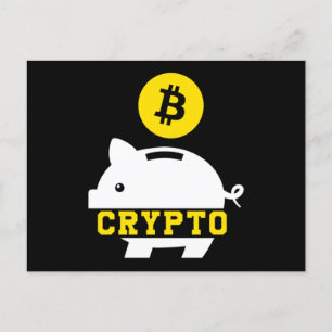 Piggy Bank Bitcoin Coin Cryptocurrency Crypto BTC  Postcard