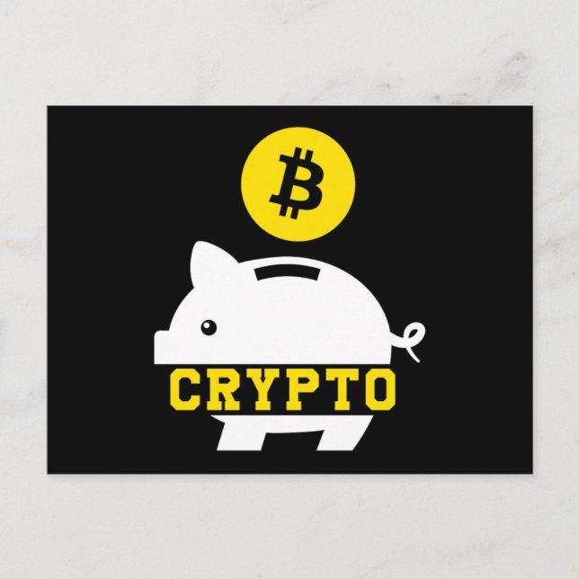 Piggy Bank Bitcoin Coin Cryptocurrency Crypto BTC  Postcard (Front)