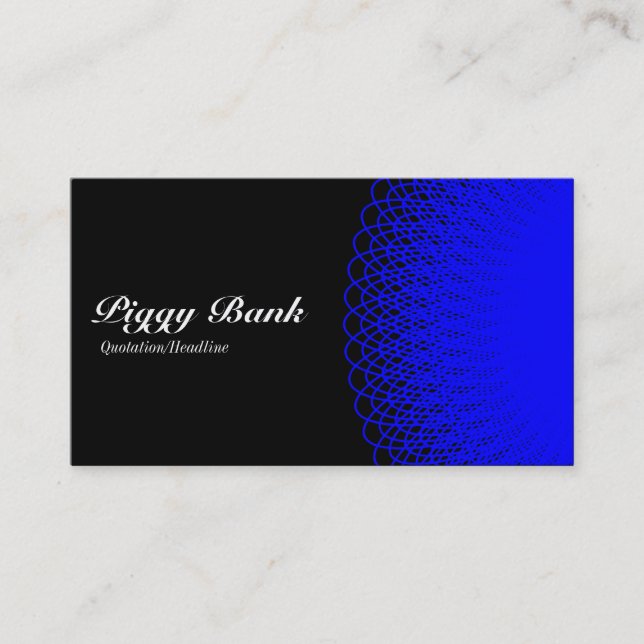 Piggy Bank - Blue on Black Business Card (Front)