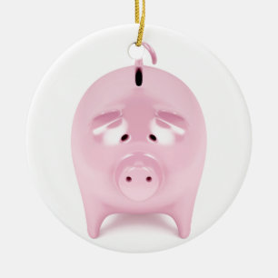 Piggy bank ceramic ornament