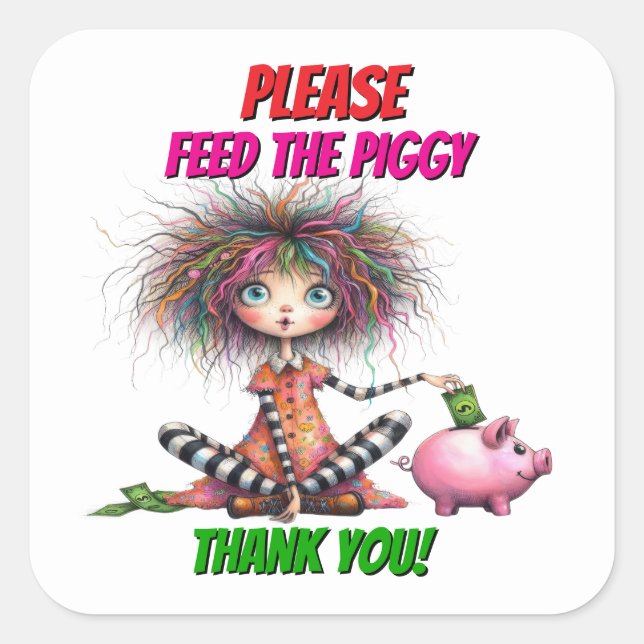 Piggy Bank Square Sticker (Front)