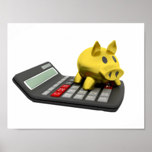 Piggy Bank Sur Une Affiche Calculatrice