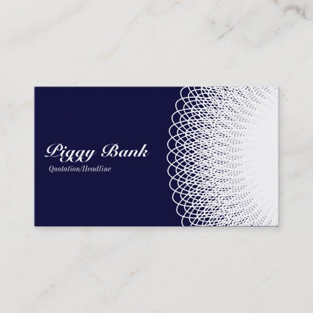 Piggy Bank - White on Deep Blue 000033 Business Card (Front)