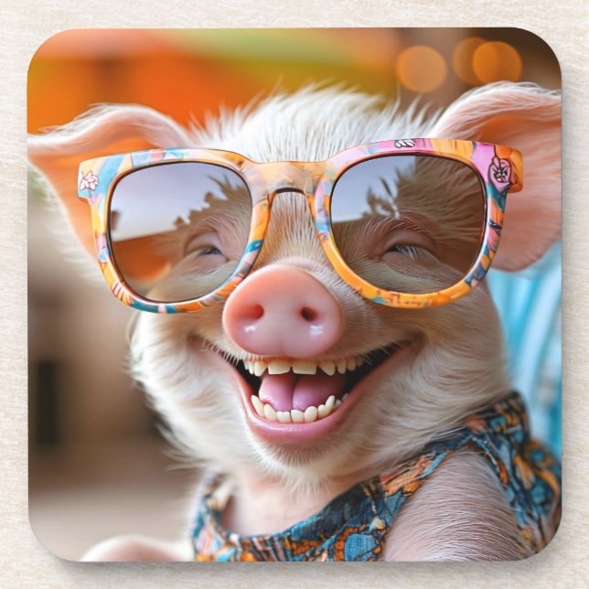 piggy beach time coaster (Front)